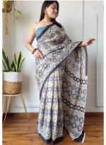 Soft Linen Multi Colour Casual Wear Printed Saree